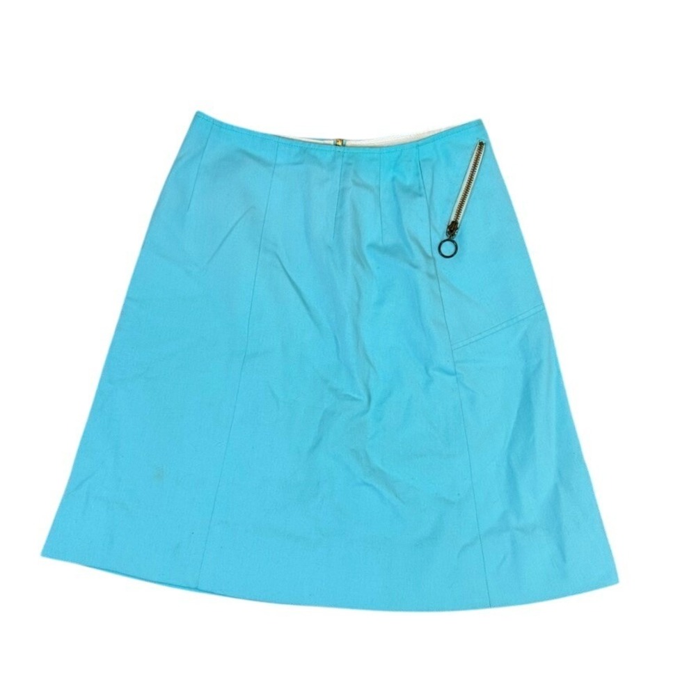 Vintage Gordon of Philadelphia Turquoise Blue Front Zip A-Line Mini Skirt 14
